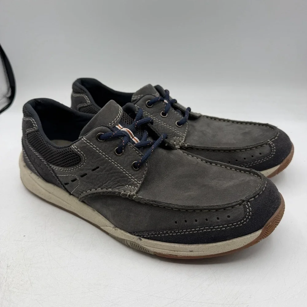 Clarks Allston Edge Boat Shoes Mens Sz 9.5 M Navy Blue Leather Casual Sneakers